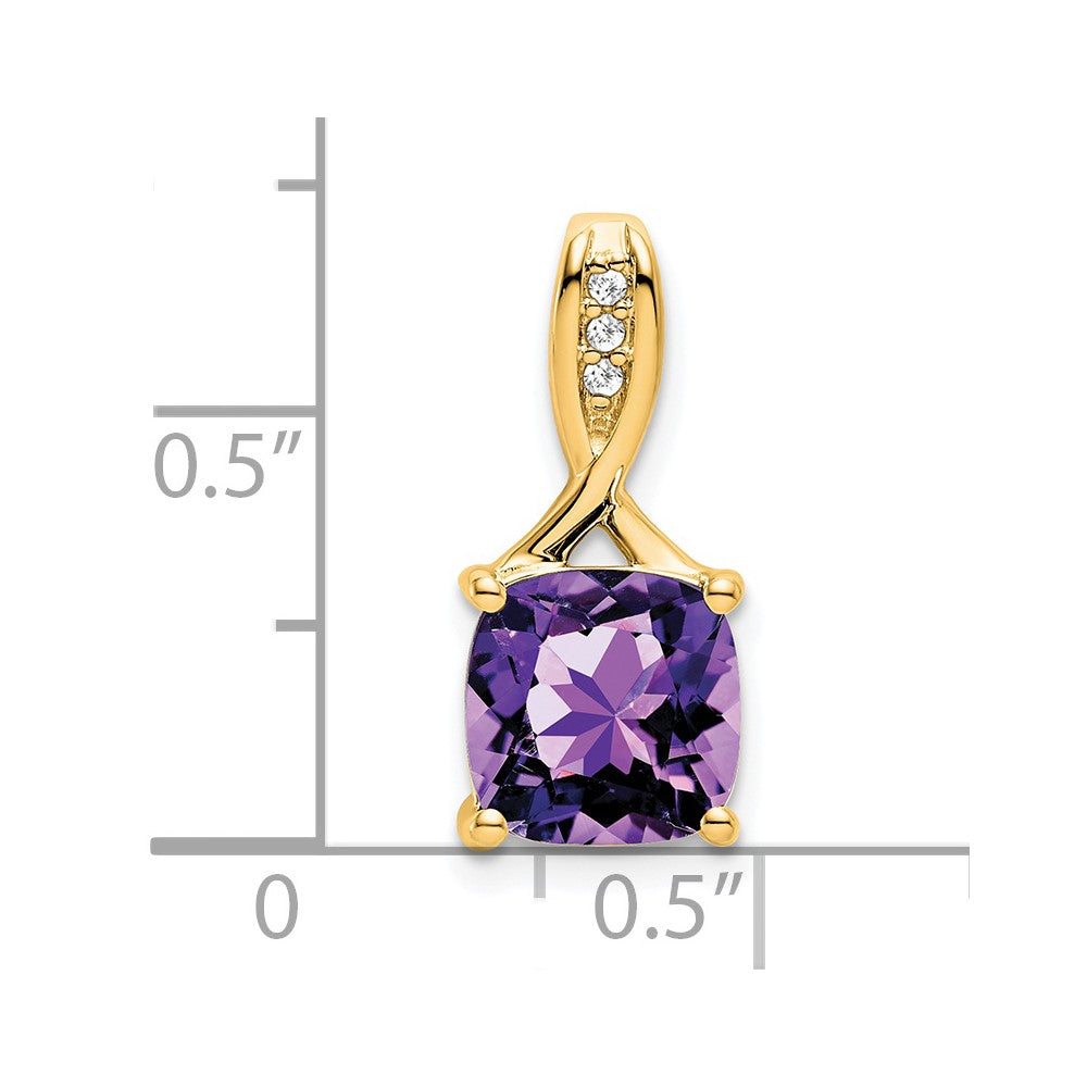 14k Cushion Amethyst and Diamond Pendant (1.15 grams)
