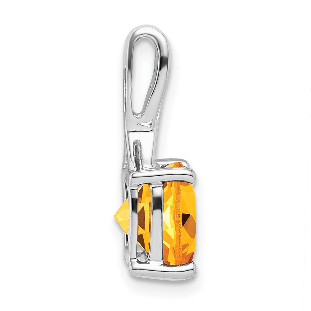 14k White Gold Cushion Citrine and Diamond Pendant (1.15 grams)