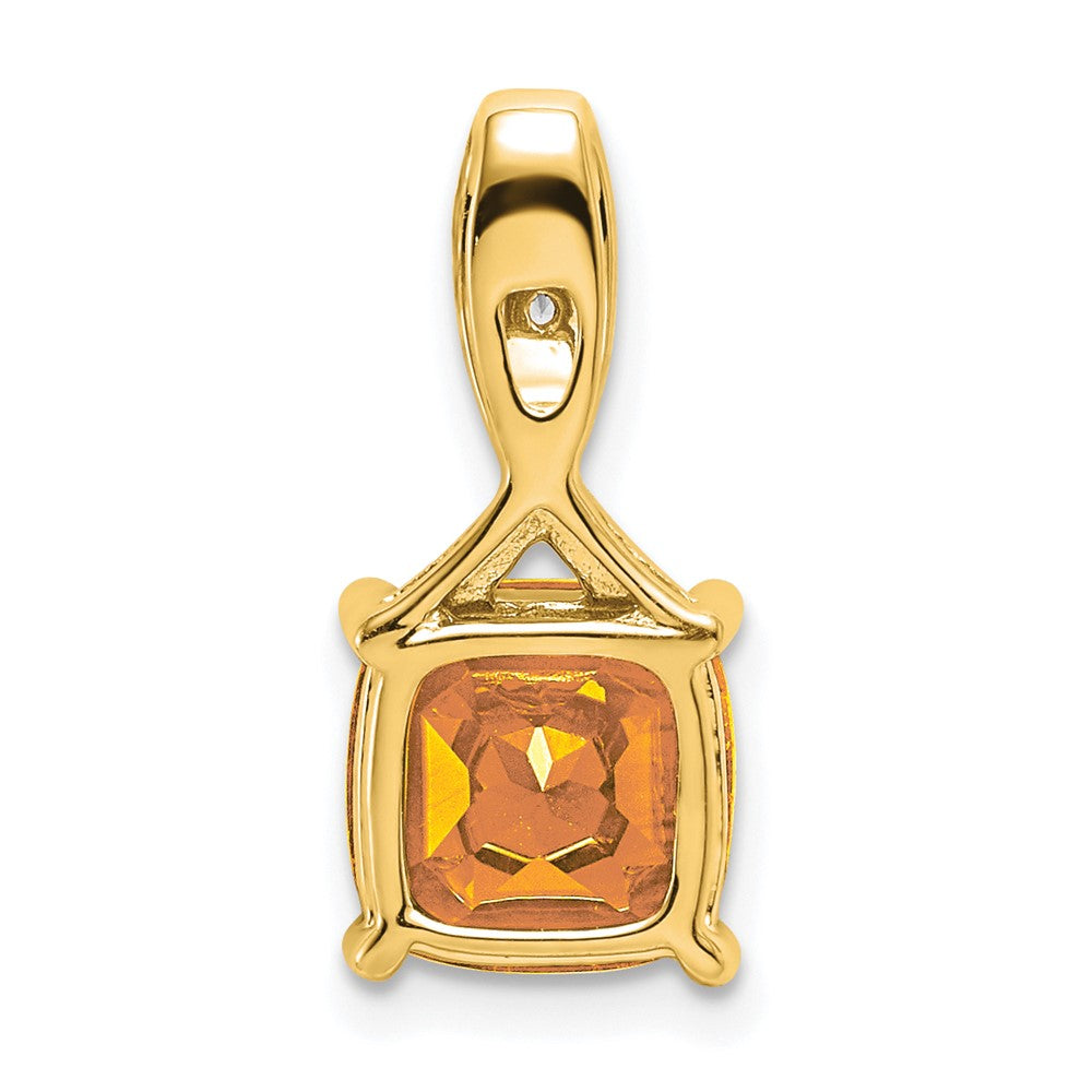 14k Cushion Citrine and Diamond Pendant (1.15 grams)