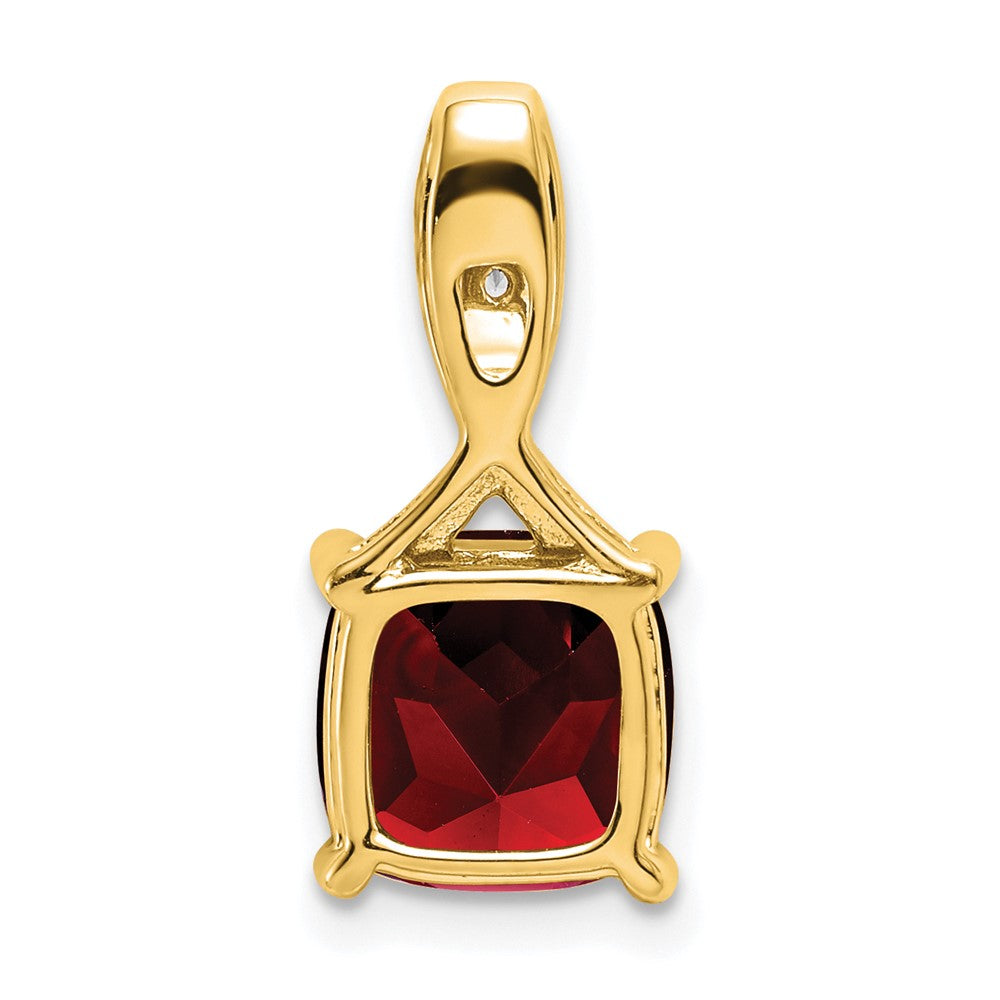 14k Cushion Garnet and Diamond Pendant (1.15 grams)