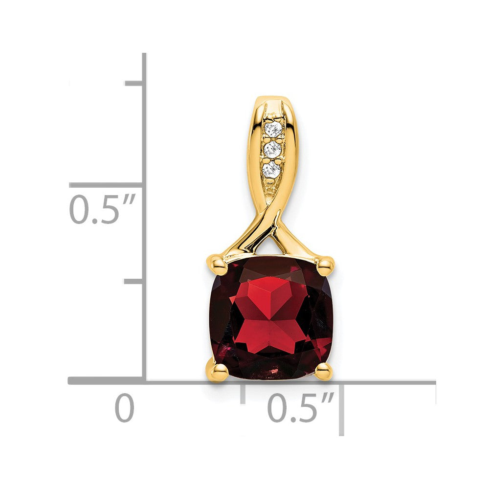 14k Cushion Garnet and Diamond Pendant (1.15 grams)