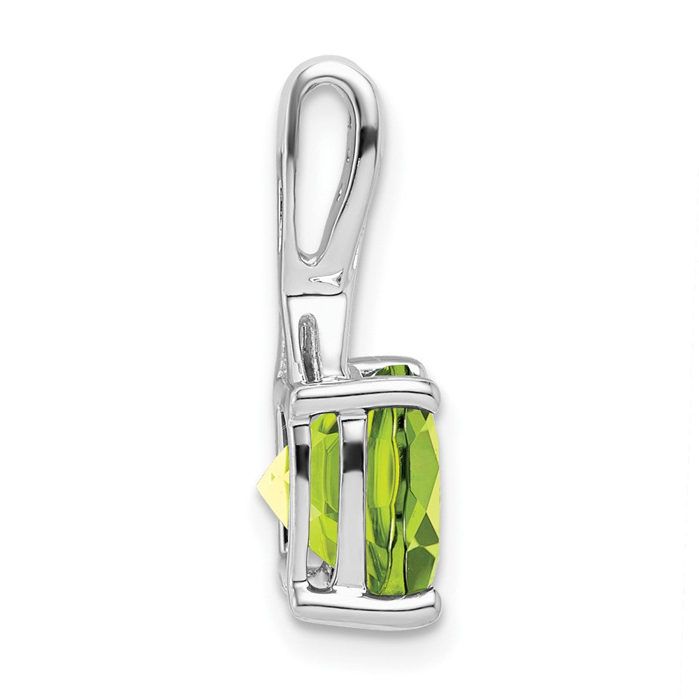 14k White Gold Cushion Peridot and Diamond Pendant (1.15 grams)