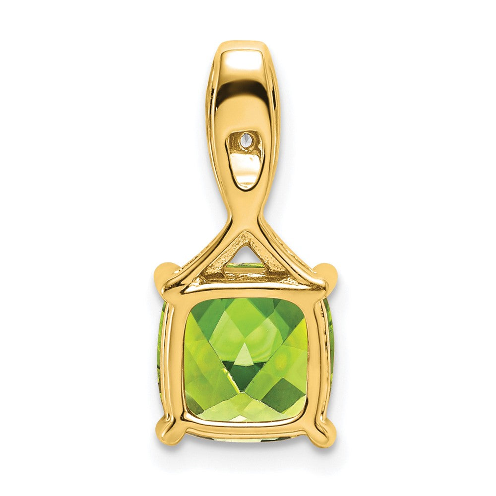 14k Cushion Peridot and Diamond Pendant (1.15 grams)