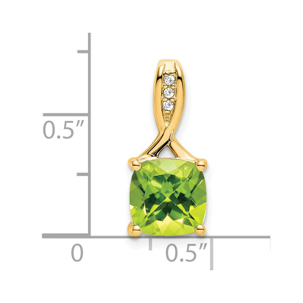 14k Cushion Peridot and Diamond Pendant (1.15 grams)