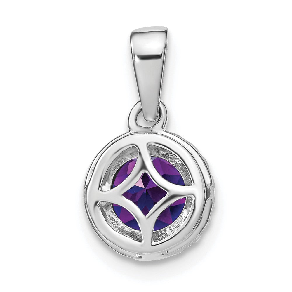 14k White Gold Amethyst and Diamond Halo Pendant (1.1 grams)