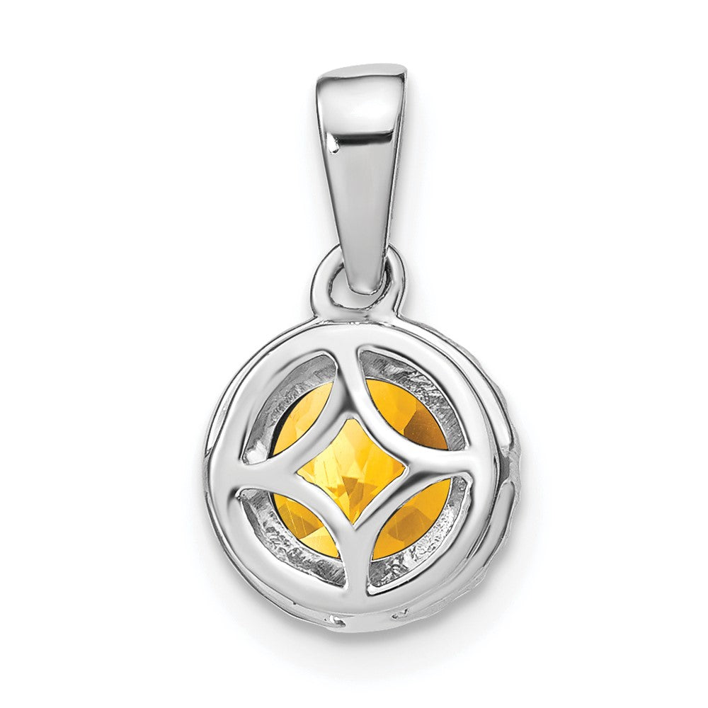 14k White Gold Citrine and Diamond Halo Pendant (1.1 grams)