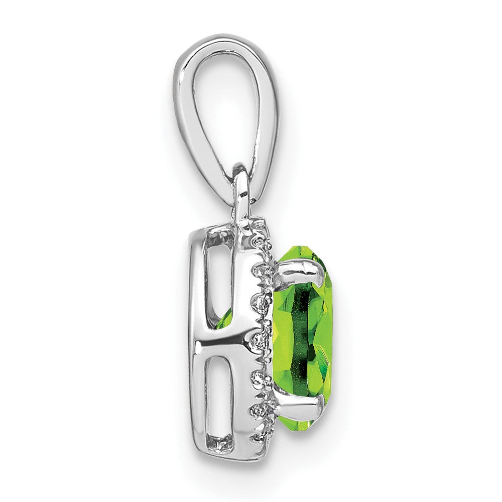 14k White Gold Peridot and Diamond Halo Pendant (1.1 grams)