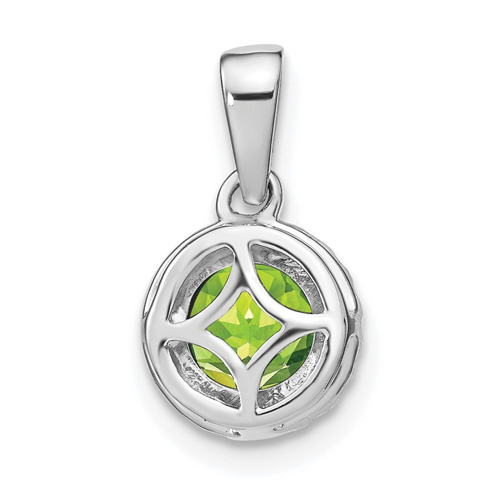 14k White Gold Peridot and Diamond Halo Pendant (1.1 grams)