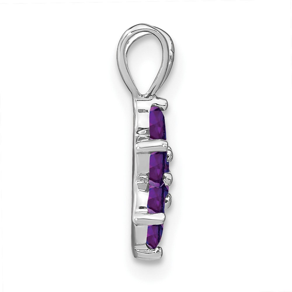 14k White Gold Amethyst Floral Pendant (0.65 grams)