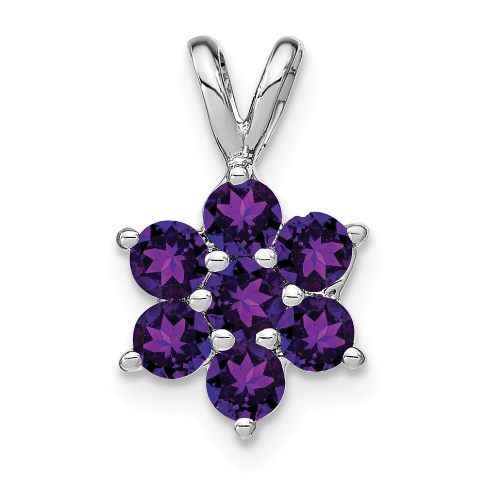 14k White Gold Amethyst Floral Pendant (0.65 grams)