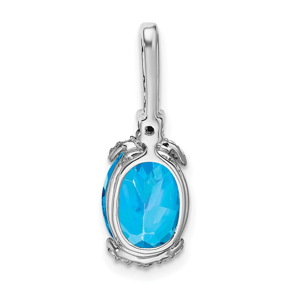 14k White Gold Oval Blue Topaz/Amethyst/Diamond Pendant (1.1 grams)