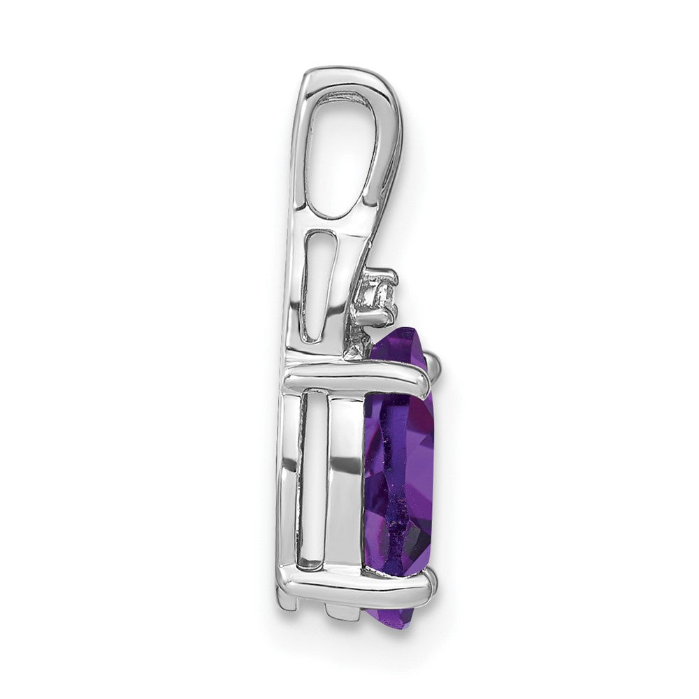 14k White Gold Oval Amethyst and Diamond Pendant (0.95 grams)