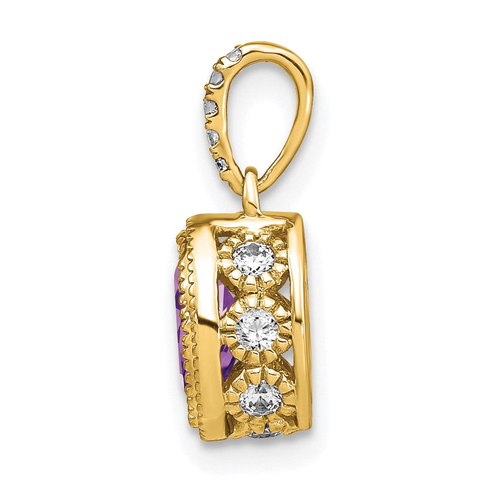 14k Oval Amethyst and Diamond Pendant (1.2 grams)