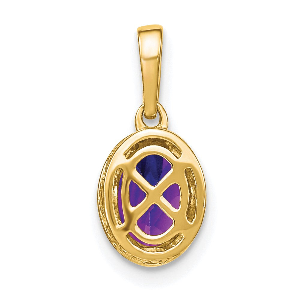 14k Oval Amethyst and Diamond Pendant (1.2 grams)