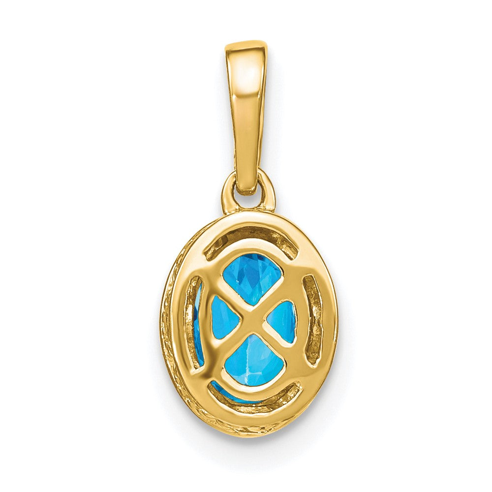 14k Oval Blue Topaz and Diamond Pendant (1.2 grams)