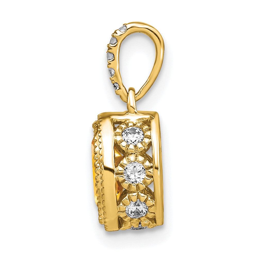 14k Oval Citrine and Diamond Pendant (1.2 grams)