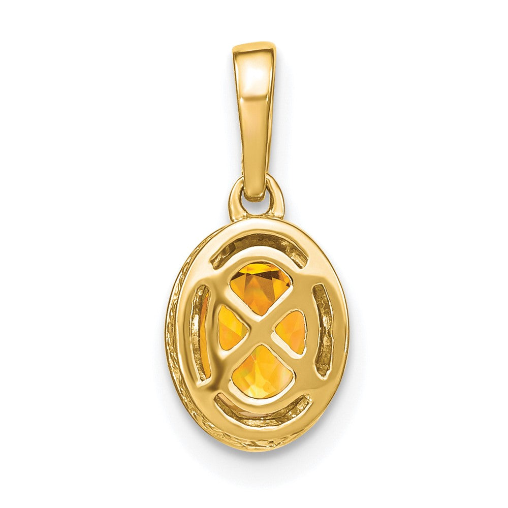 14k Oval Citrine and Diamond Pendant (1.2 grams)