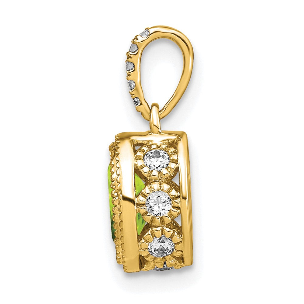 14k Oval Peridot and Diamond Pendant (1.2 grams)