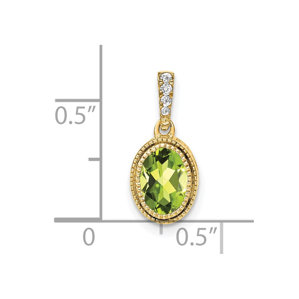 14k Oval Peridot and Diamond Pendant (1.2 grams)