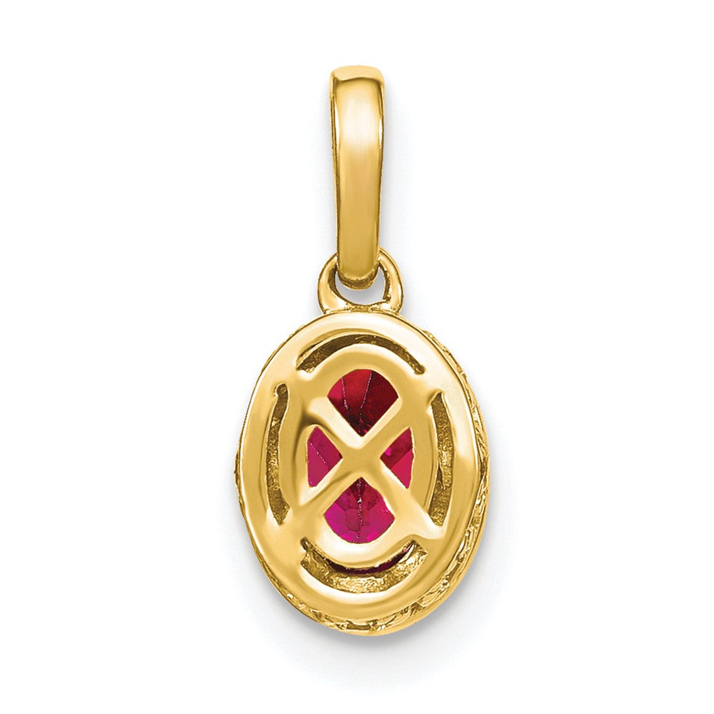14k Oval Ruby and Diamond Pendant (1.15 grams)