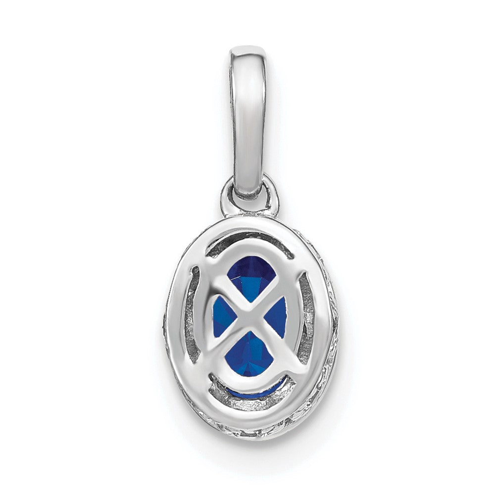 14k White Gold Oval Sapphire and Diamond Pendant (1.15 grams)