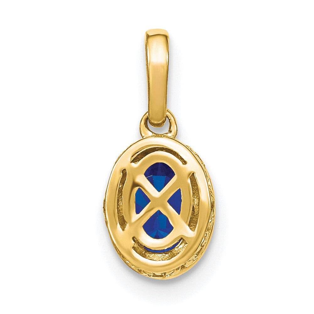 14k Oval Sapphire and Diamond Pendant (1.15 grams)