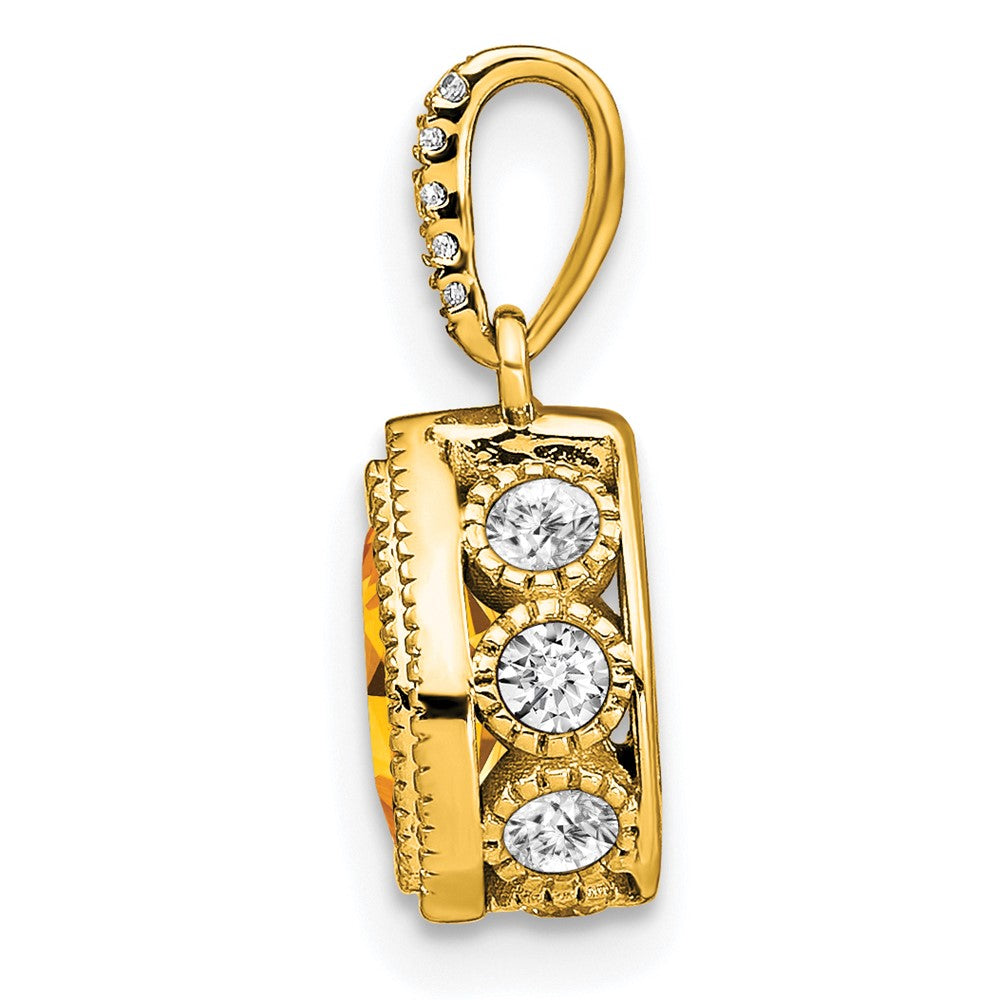 14k Pear Citrine and Diamond Pendant (1.25 grams)