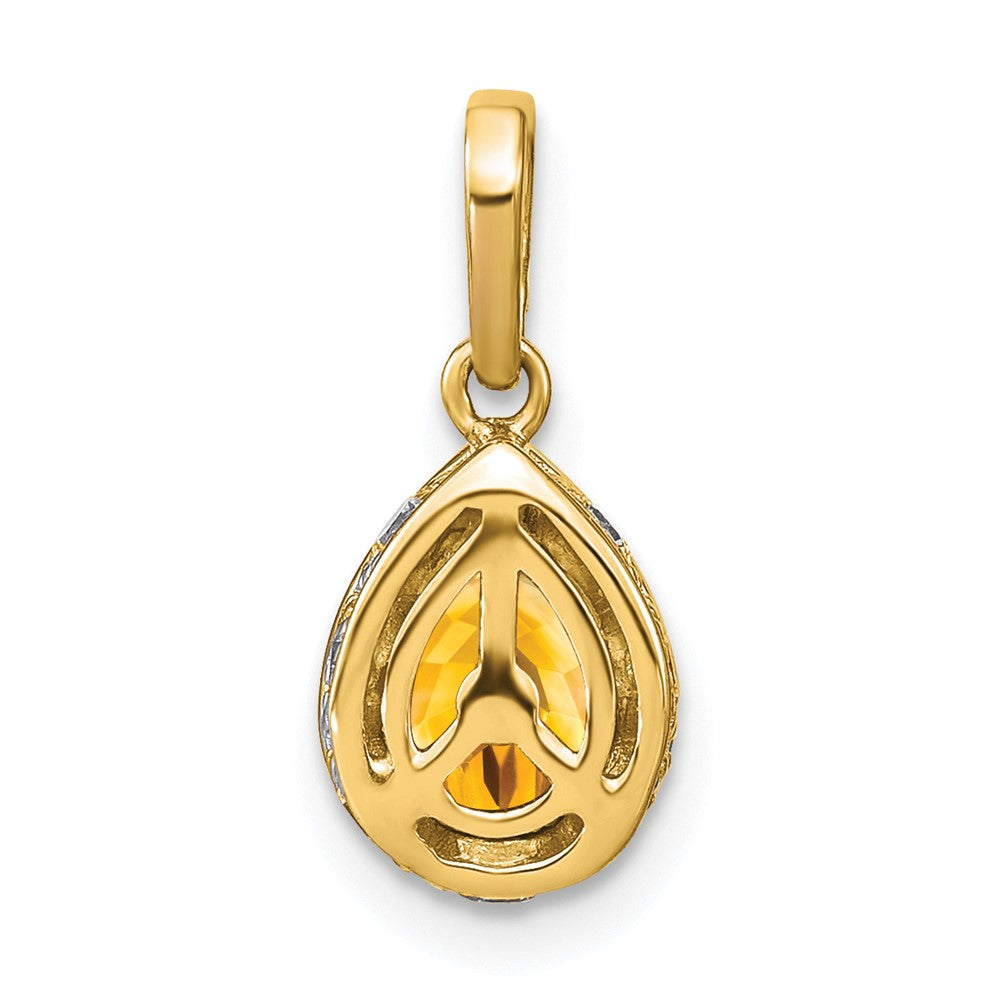 14k Pear Citrine and Diamond Pendant (1.25 grams)