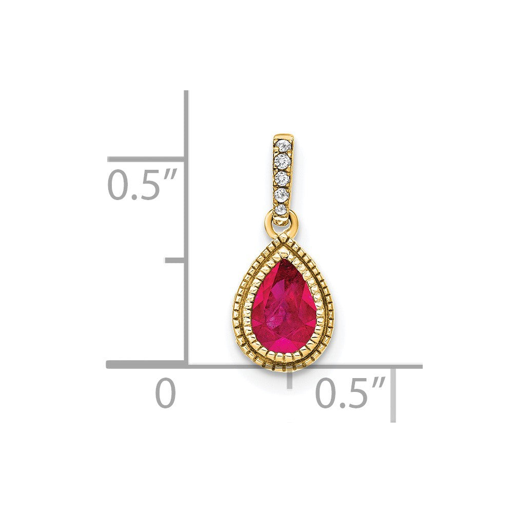 14k Pear Ruby and Diamond Pendant (1.05 grams)