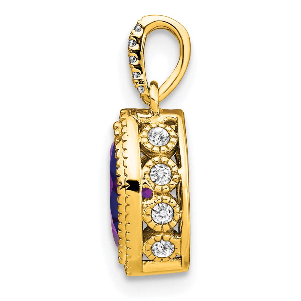 14k Marquise Amethyst and Diamond Pendant (1.15 grams)