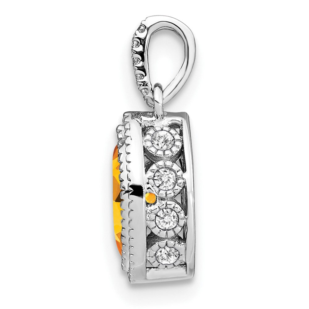 14k White Gold Marquise Citrine and Diamond Pendant (1.15 grams)