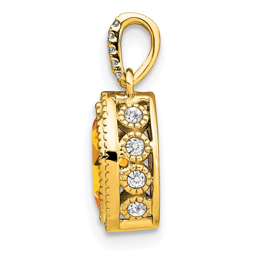 14k Marquise Citrine and Diamond Pendant (1.15 grams)