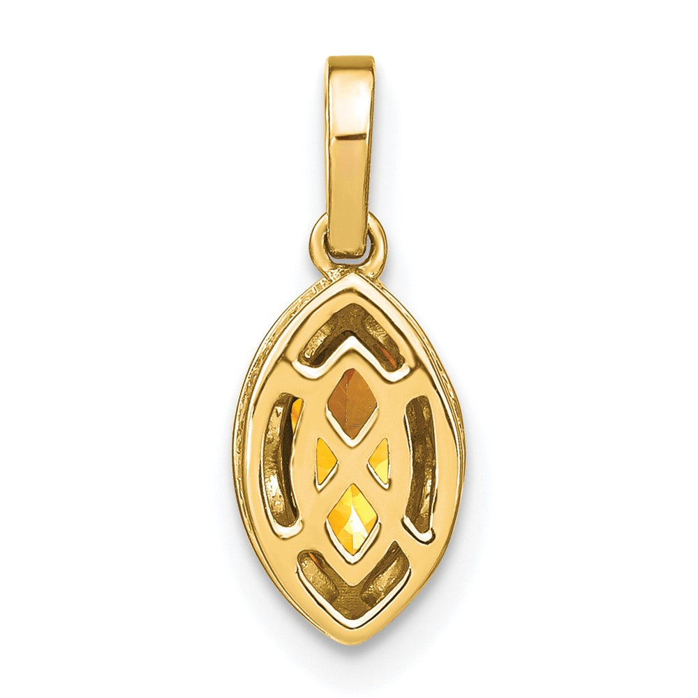 14k Marquise Citrine and Diamond Pendant (1.15 grams)