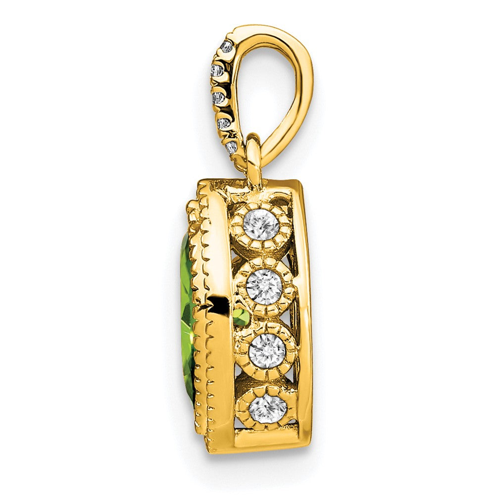 14k Marquise Peridot and Diamond Pendant (1.15 grams)