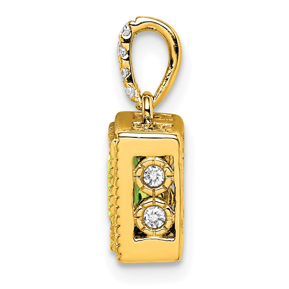 14k Square Citrine and Diamond Pendant (1.55 grams)