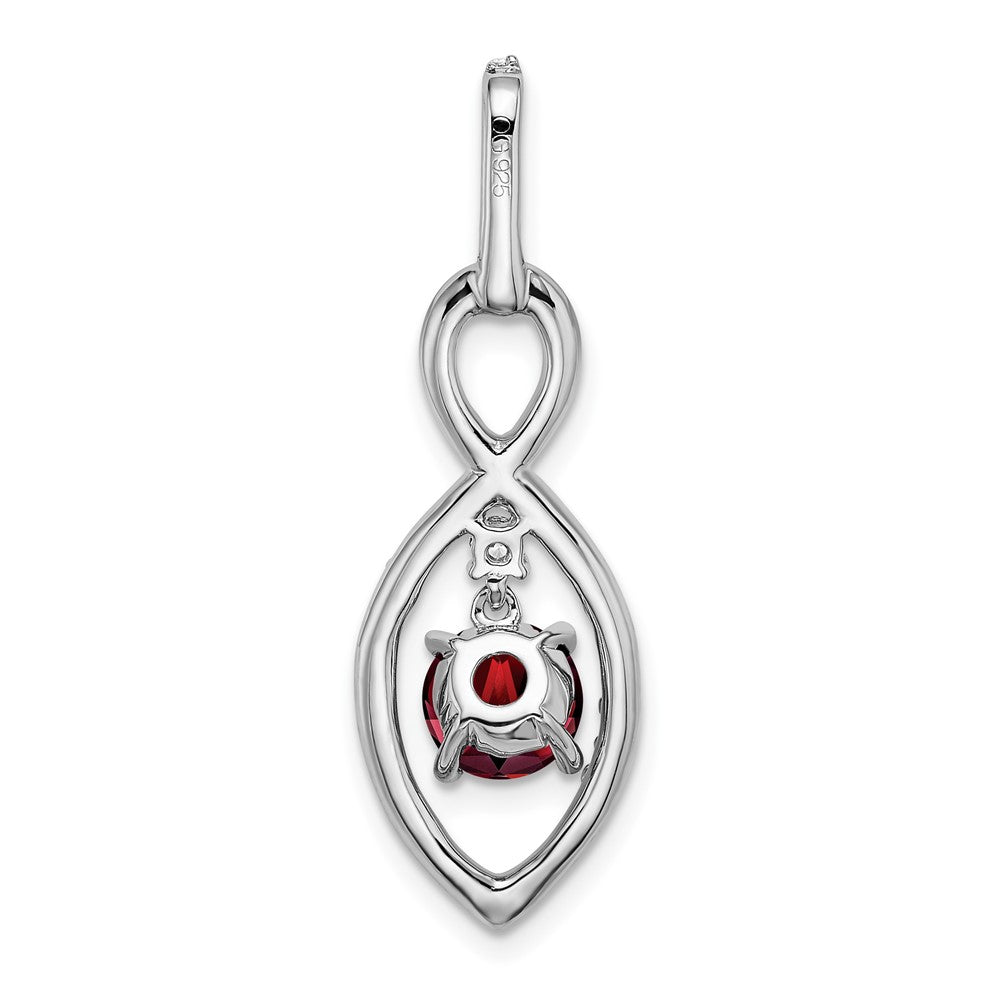 14k White Gold Garnet and Diamond Pendant (2 grams)