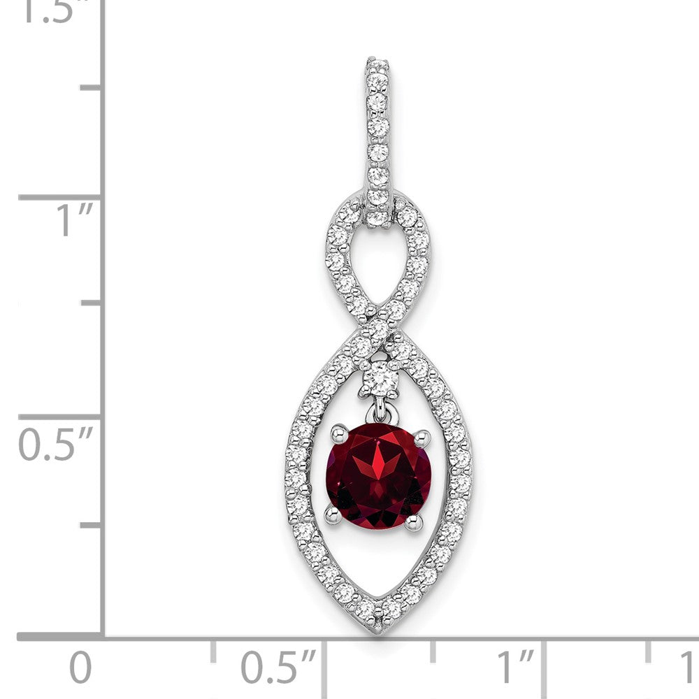 14k White Gold Garnet and Diamond Pendant (2 grams)