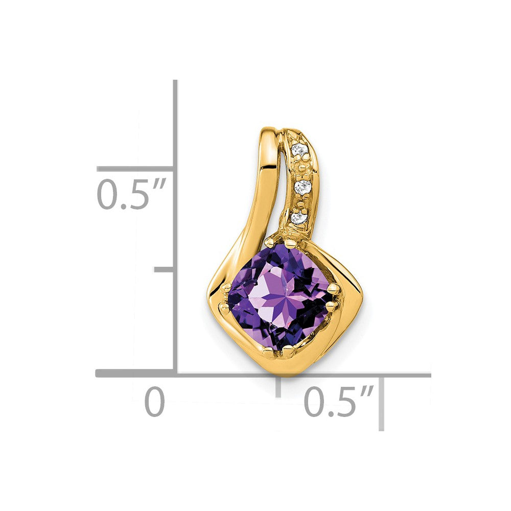 14k Amethyst and Diamond Chain Slide Pendant (1.25 grams)