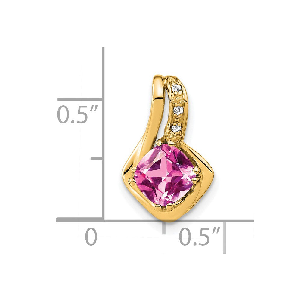 14k Created Pink Sapphire and Diamond Pendant (1.25 grams)