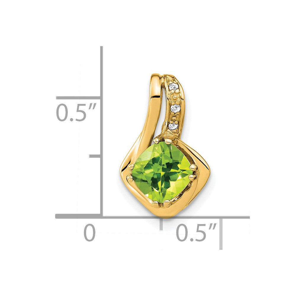 14k Peridot and Diamond Chain Slide Pendant (1.25 grams)