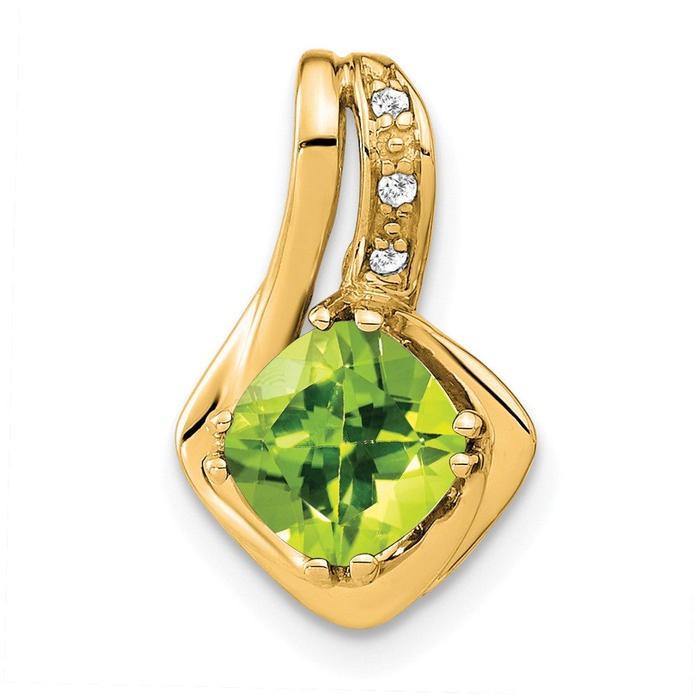 14k Peridot and Diamond Chain Slide Pendant (1.25 grams)