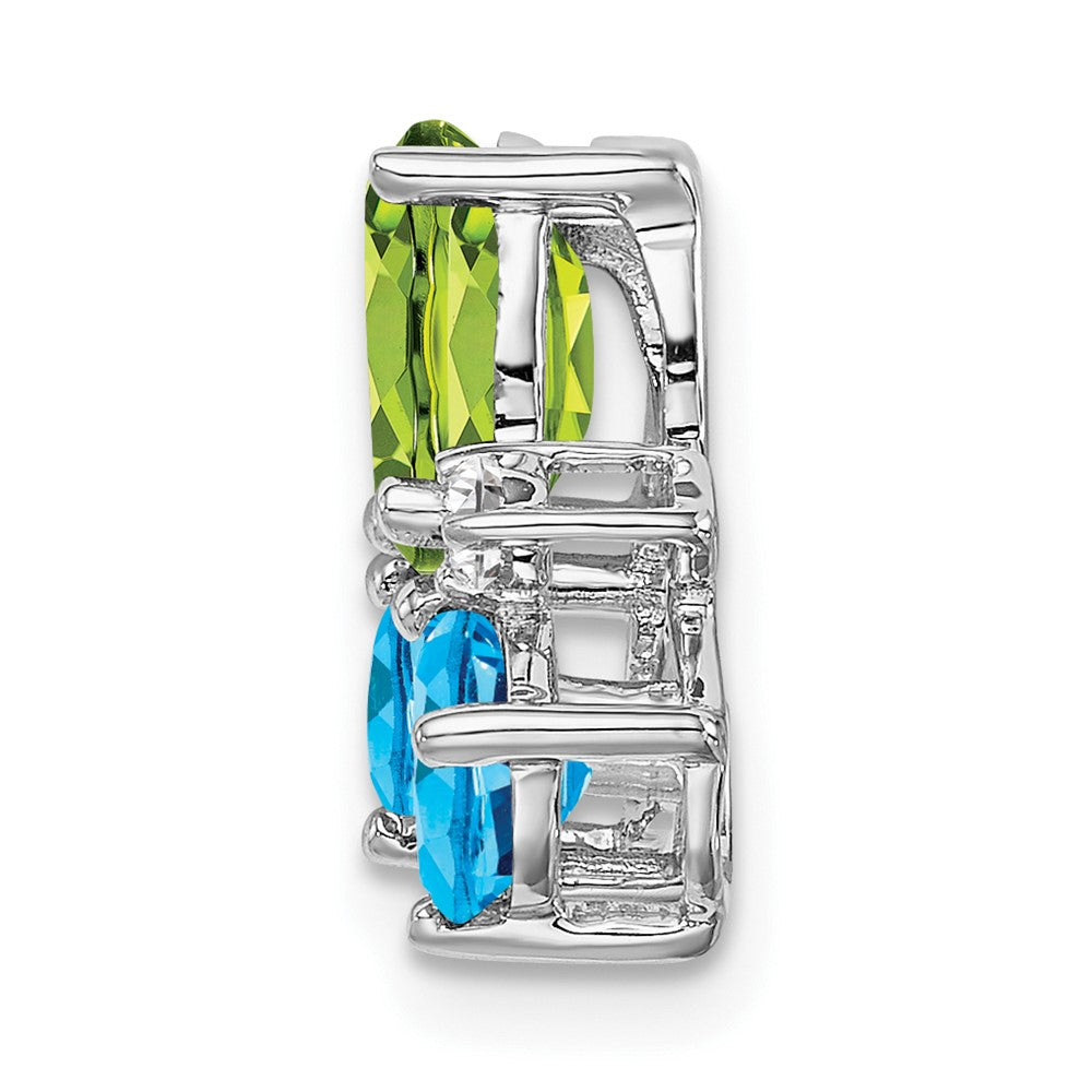 14k White Gold Blue Topaz/Peridot/Diamond Chain Slide (1 grams)