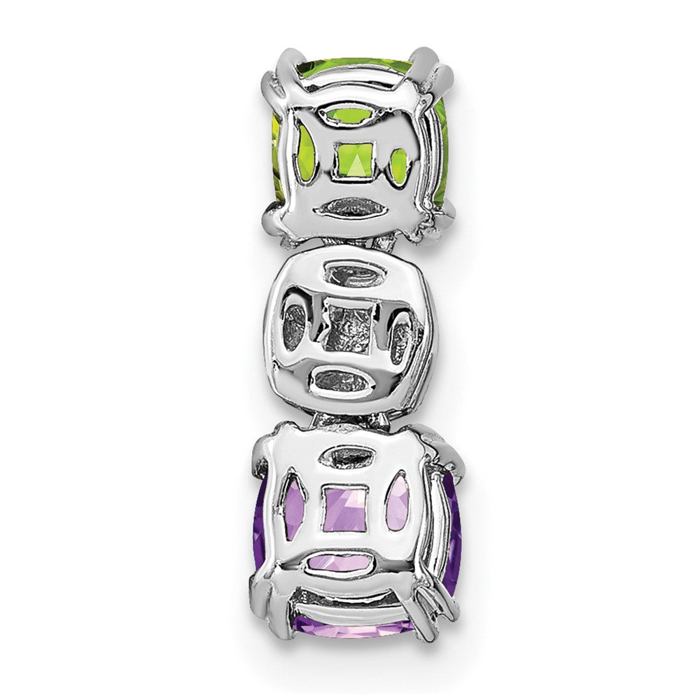 14k White Gold Peridot/Amethyst/Diamond Chain Slide (1 grams)