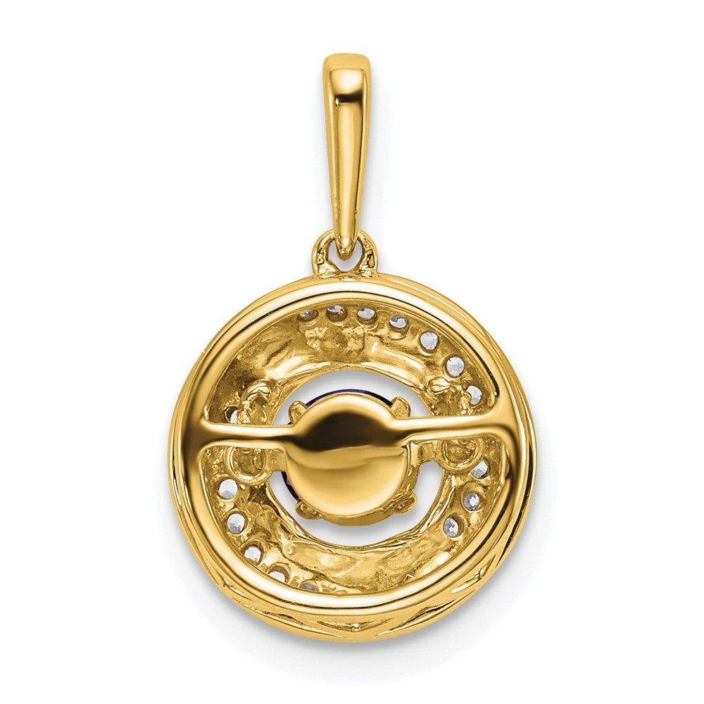14k Round Amethyst and Diamond Pendant (2.08 grams)