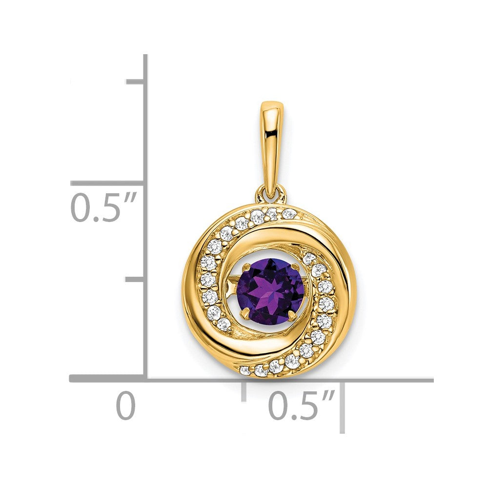 14k Round Amethyst and Diamond Pendant (2.08 grams)