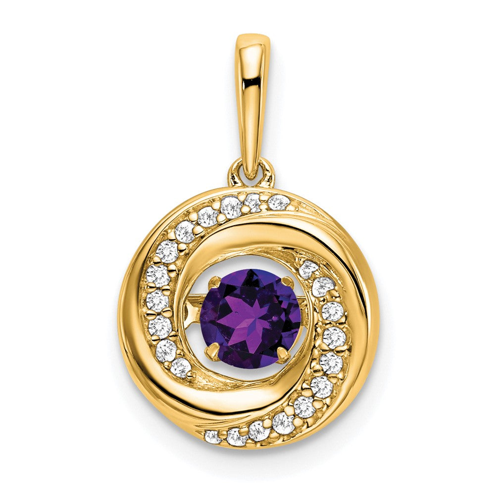 14k Round Amethyst and Diamond Pendant (2.08 grams)