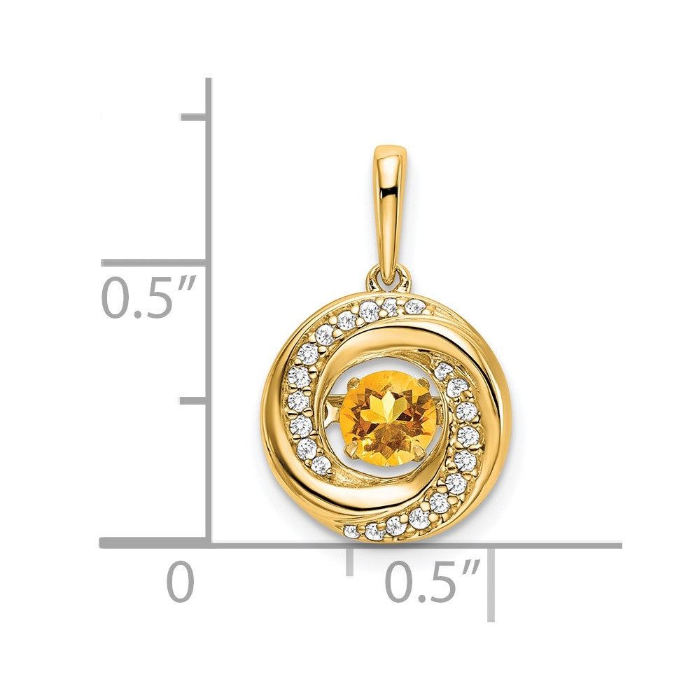 14k Round Citrine and Diamond Pendant (2.08 grams)