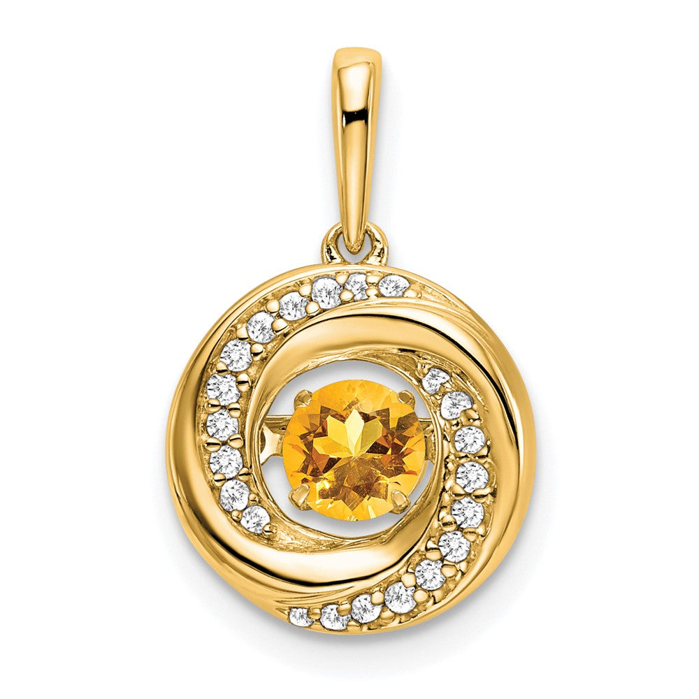 14k Round Citrine and Diamond Pendant (2.08 grams)