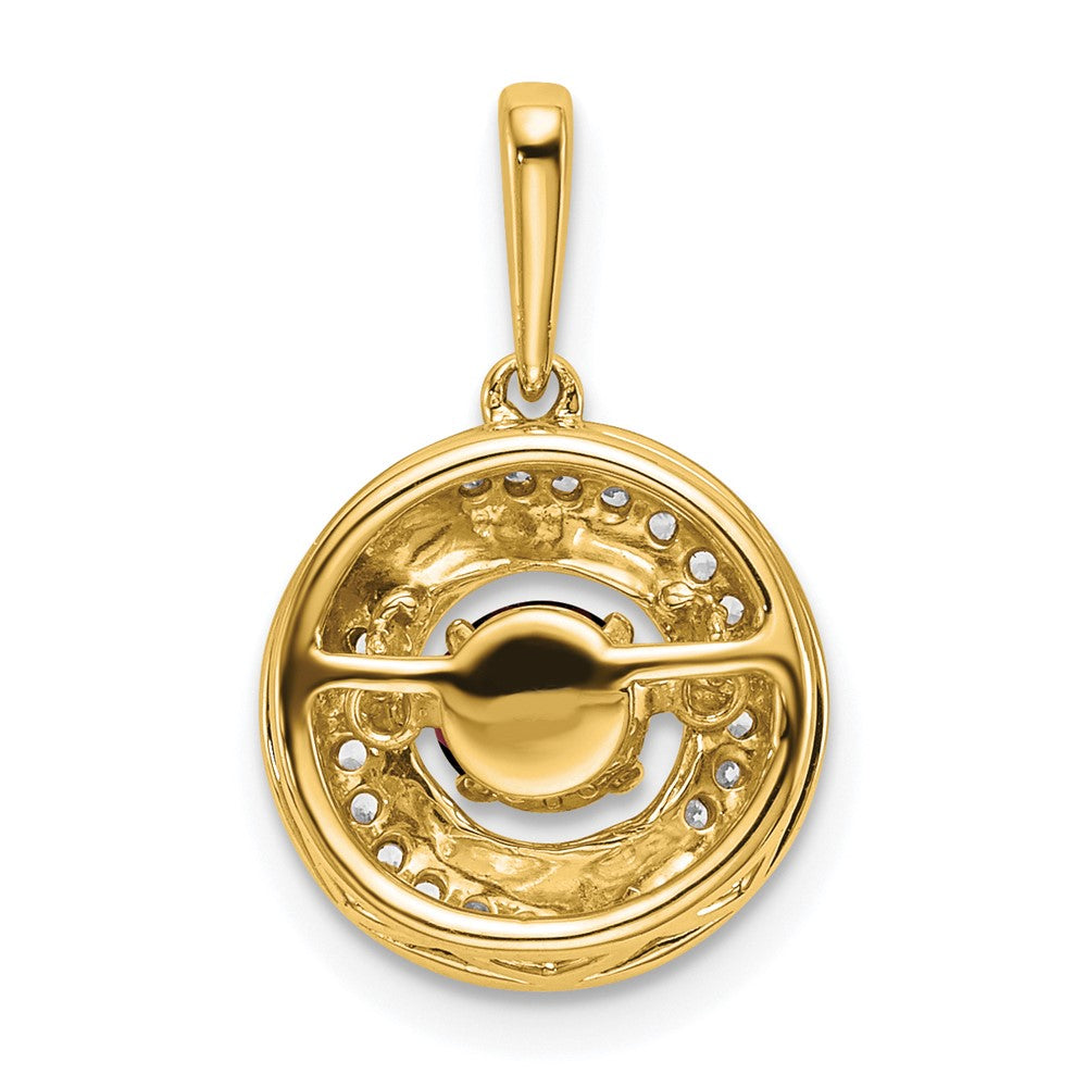 14k Round Garnet and Diamond Pendant (2.08 grams)