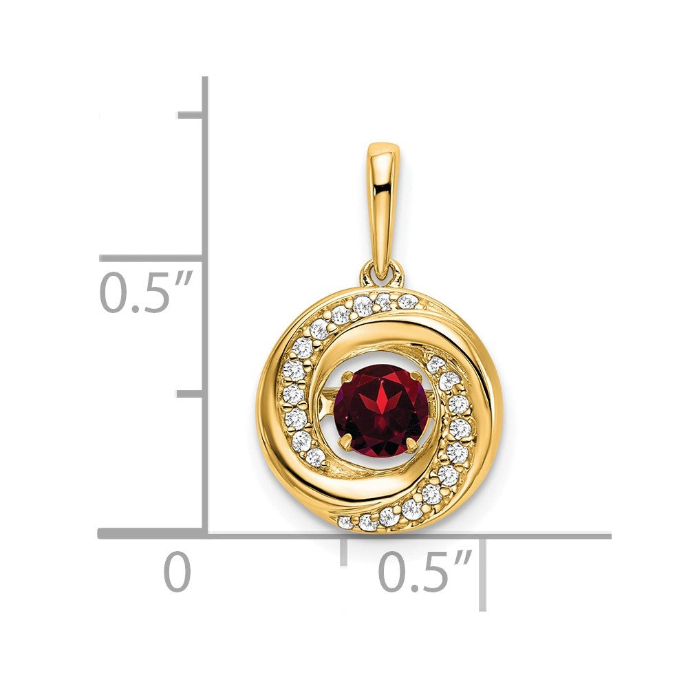 14k Round Garnet and Diamond Pendant (2.08 grams)